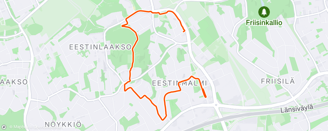 Map of the activity, Afternoon Run - >gymille