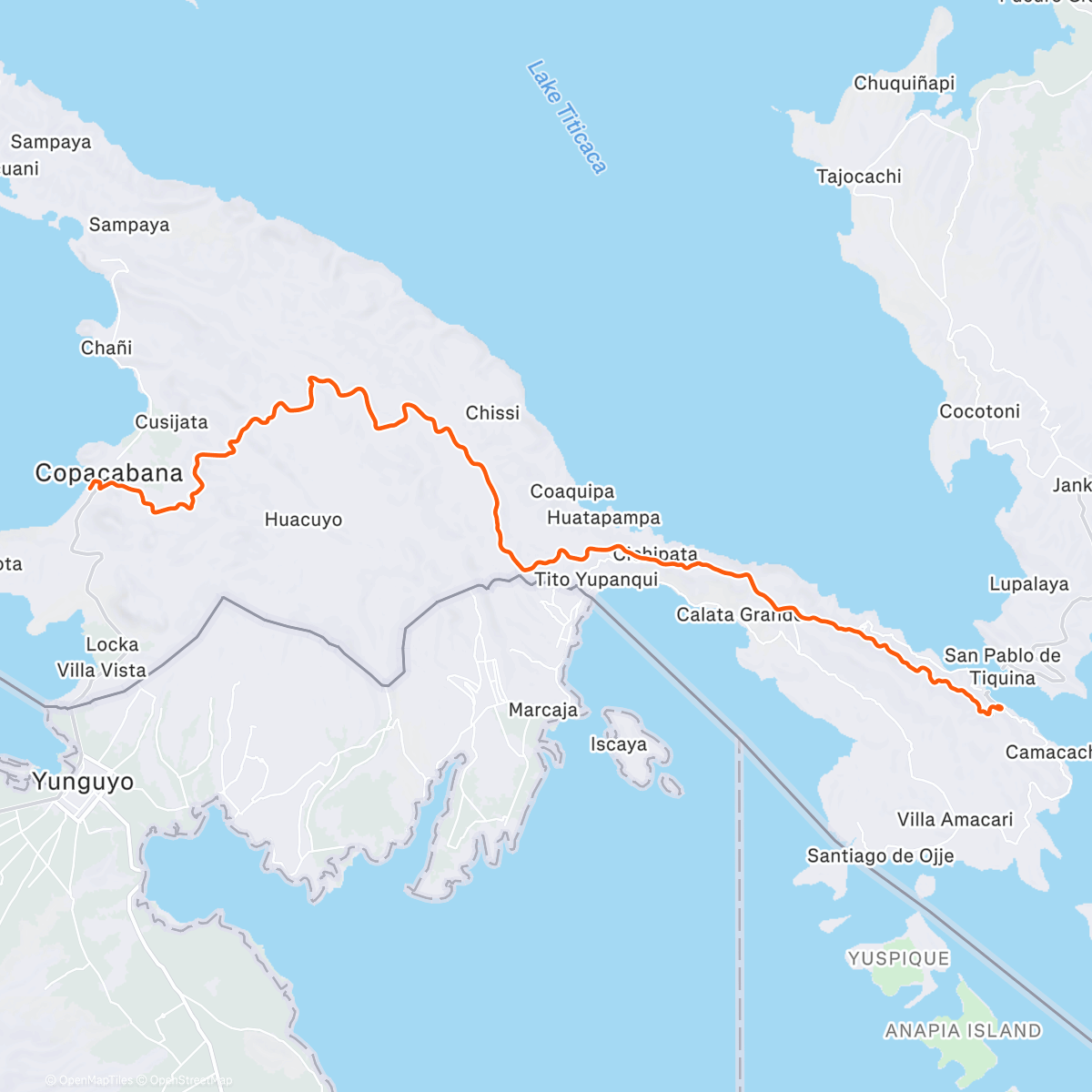 Map of the activity, ROUVY - Copacabana to San Pedro de Tiquina | Bolivia