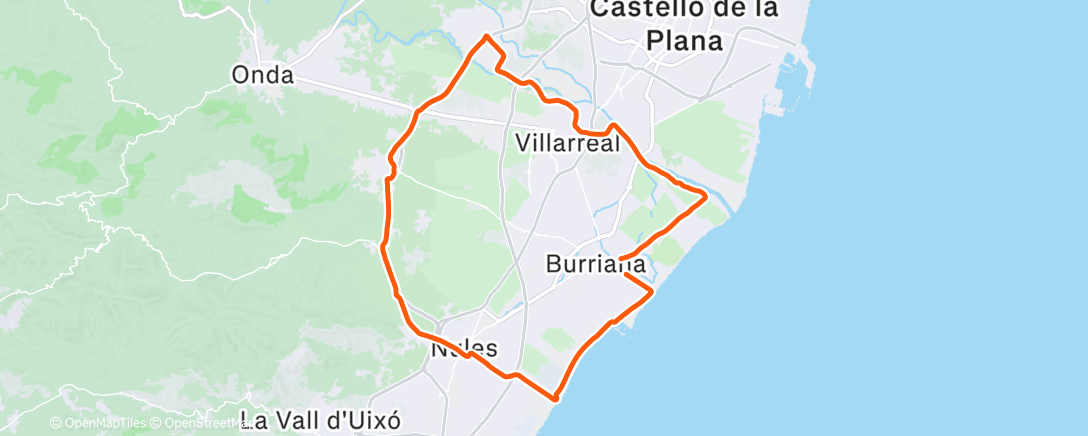 Map of the activity, Bicicleta al anochecer