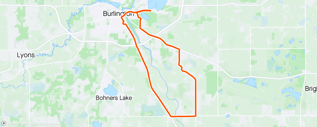 Map of the activity, Short fast ride