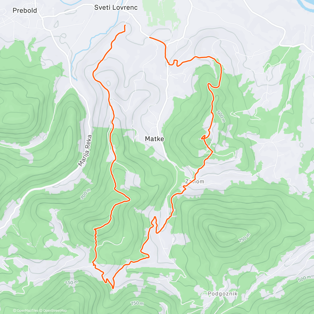 Map of the activity, Afternoon Trail Run 🌨️🥶