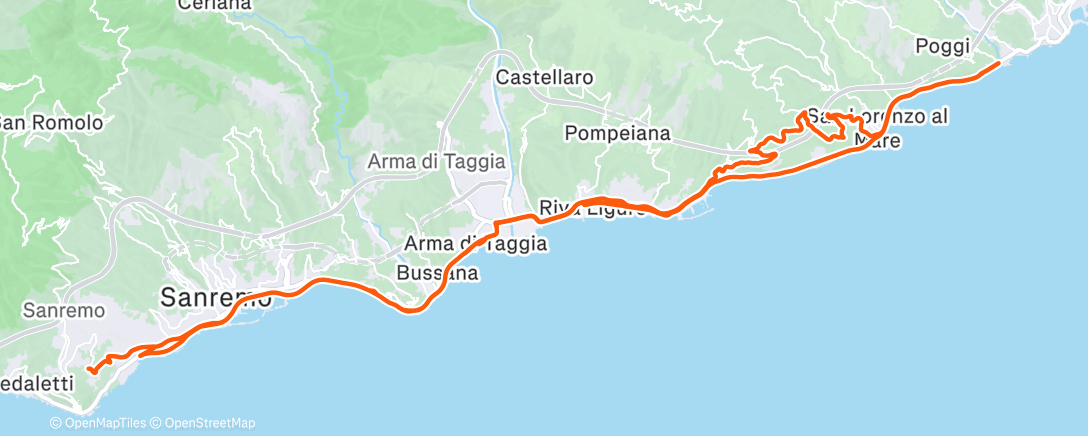 Map of the activity, Pedalata mattutina