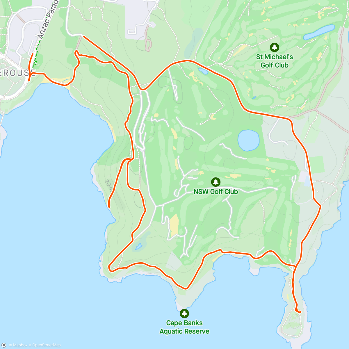 Mapa da atividade, La Perouse/Cape Banks hike