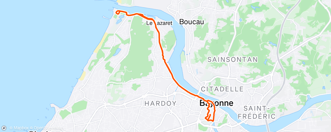 Map of the activity, Course à pied le soir