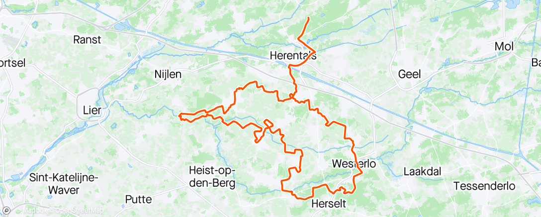 Map of the activity, 50 % mixed talents klub ride