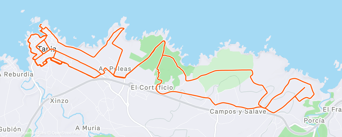 Map of the activity, Bicicleta de gravilla por la tarde