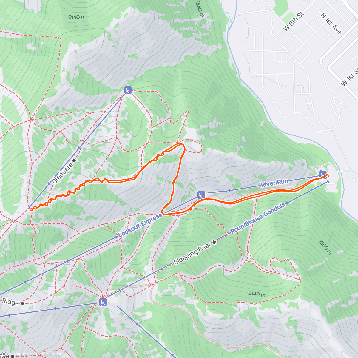 Map of the activity, Sun Valley Mtn
