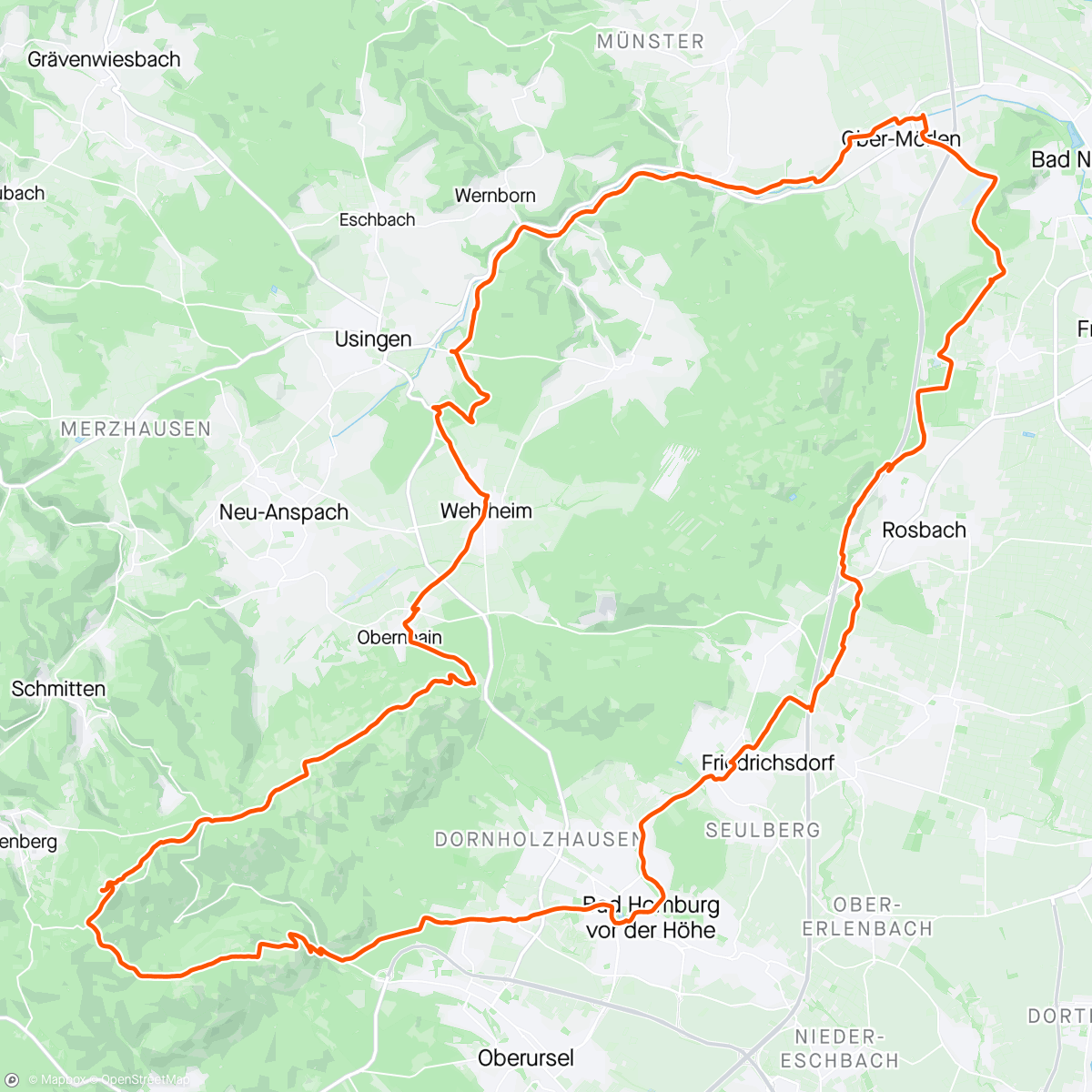 Mappa dell'attività Gravelfahrt von Ober Mörlen zum Feldberg und Fuchstanz