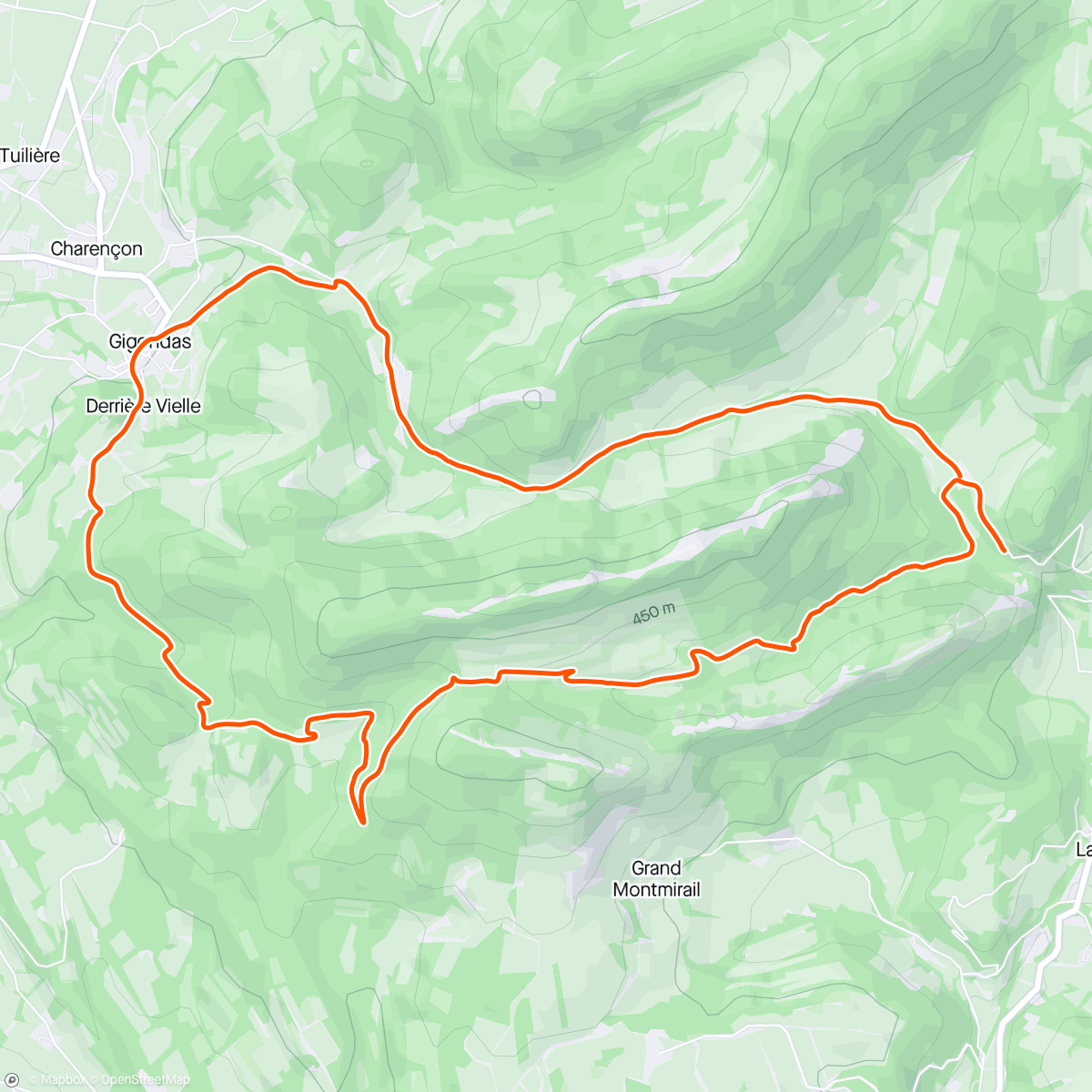 Karte der Aktivität „Trail dans les Dentelles de Montmirail avec Anna”