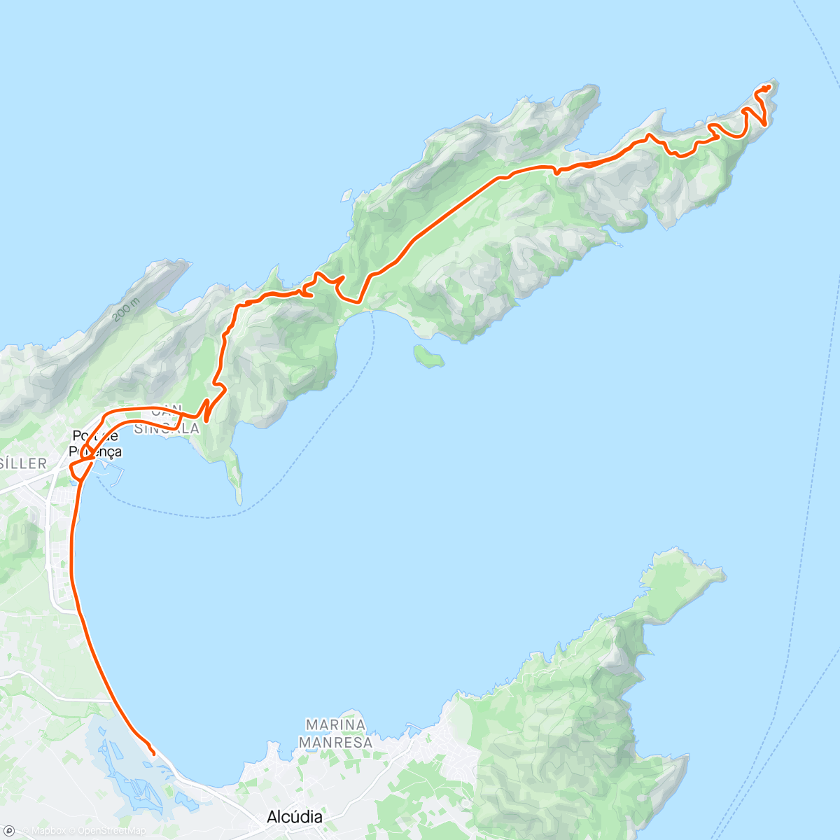 Map of the activity, Cap Formentor