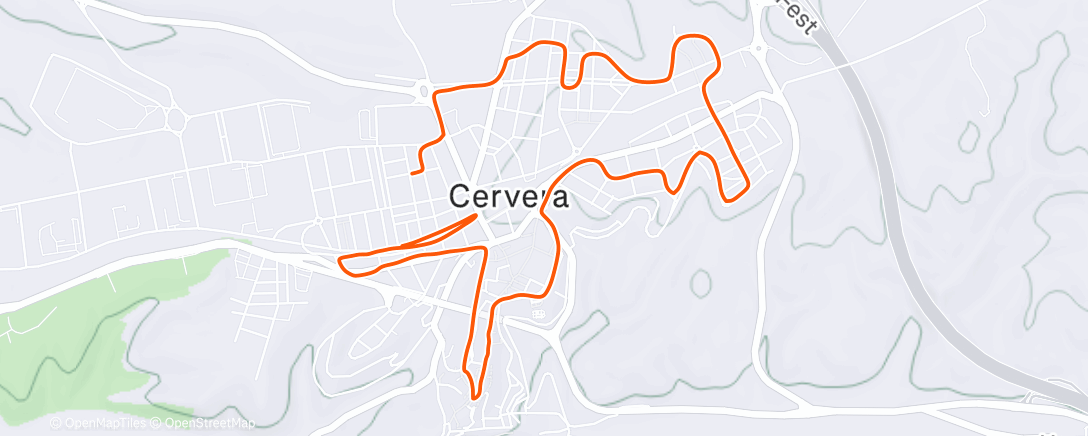 Map of the activity, Carrera de noche