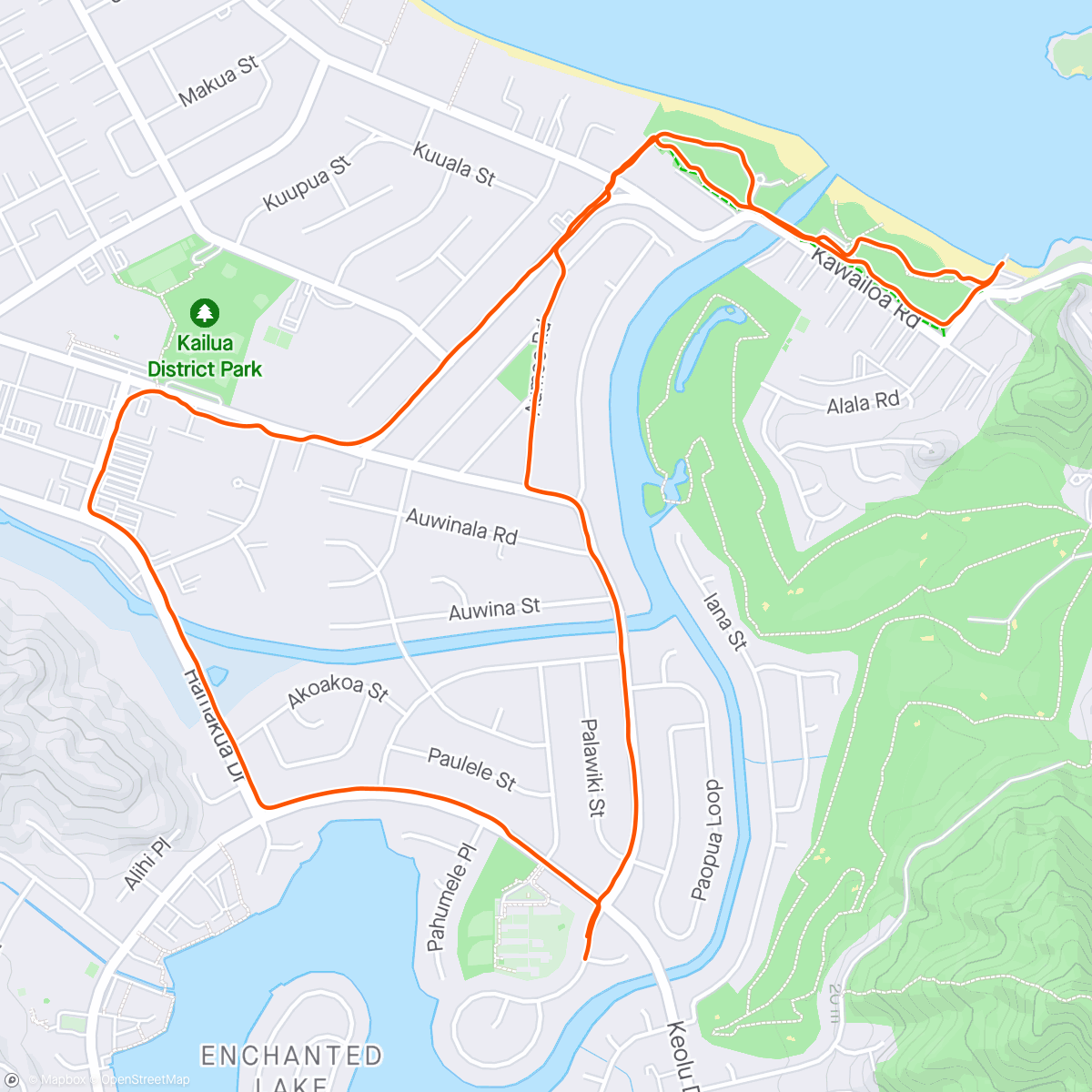 Map of the activity, Cruz ride with kanawai