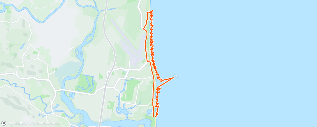 Map of the activity, Afternoon Kitesurf + drive back (forgot to sign off)