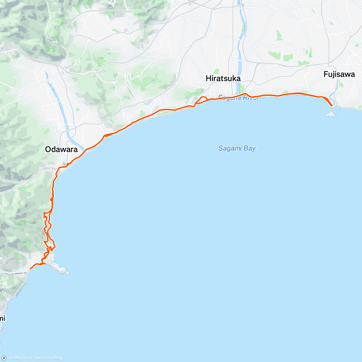 Map of the activity, 江ノ島〜湯河原〜江ノ島