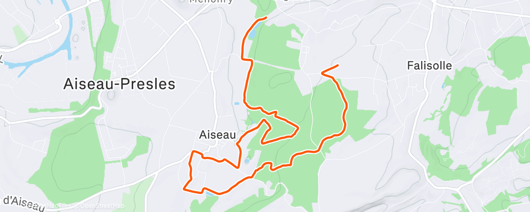 Map of the activity, Debalisage Aiseau Night Trail 🚶🏼🚶🏻‍♀️🐕