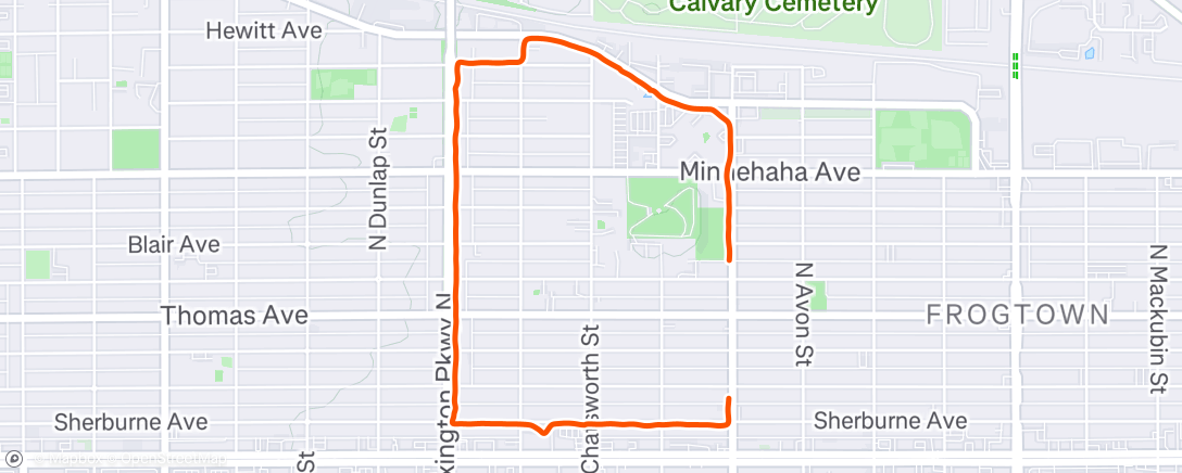 Map of the activity, Evening Run