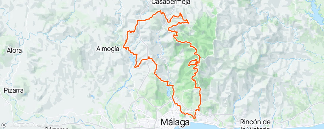 Mapa da atividade, Cerrado de Calderon - Hermita los Verdiales - Vendo Miel - Toboganes - Barranco del Sol - El Burro - Jarapar - Jotron - Sendero poco pan - Toboganes - Cochino - Detalle - Boticario - Mirador - Cerrado de Calderon
