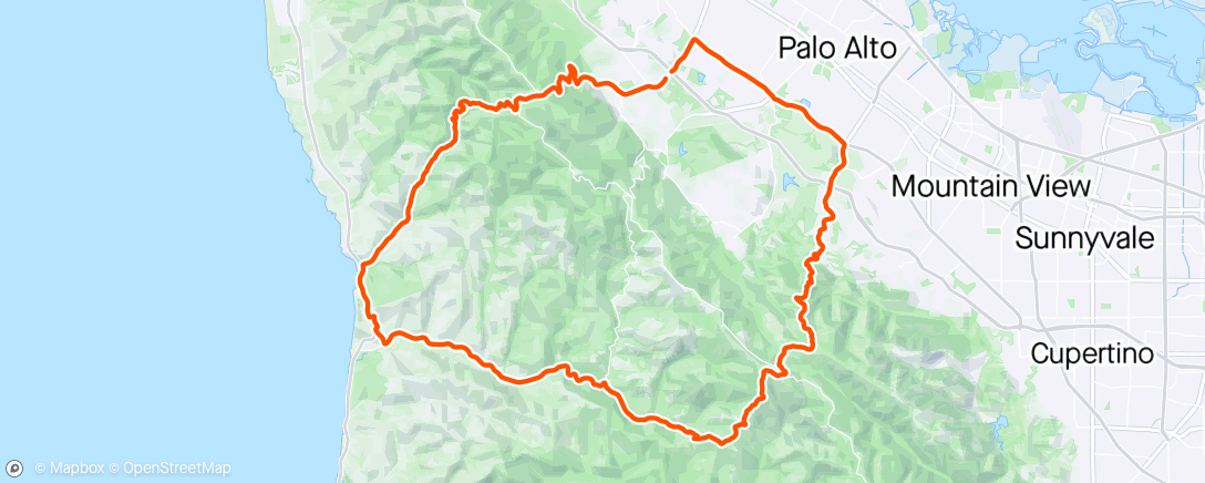Map of the activity, Page mill, Tunitas loop