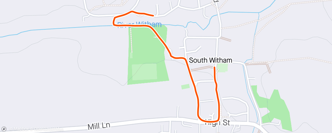 Map of the activity, Morning walk around South Witham with Bugsy and Ted