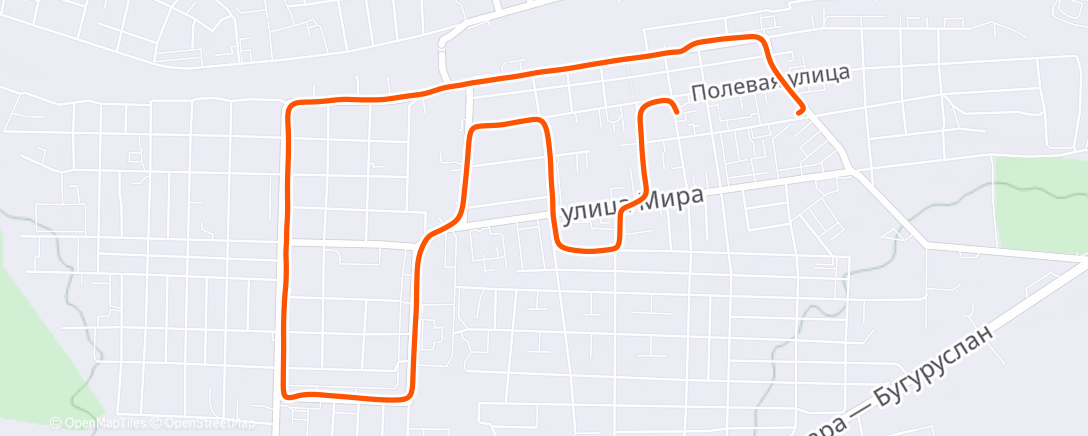 Map of the activity, Afternoon Run
