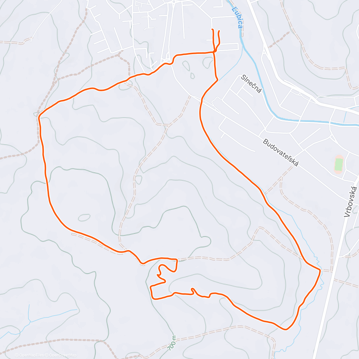 Map of the activity, Vypotiť zemiakovy šalát  Trail Run