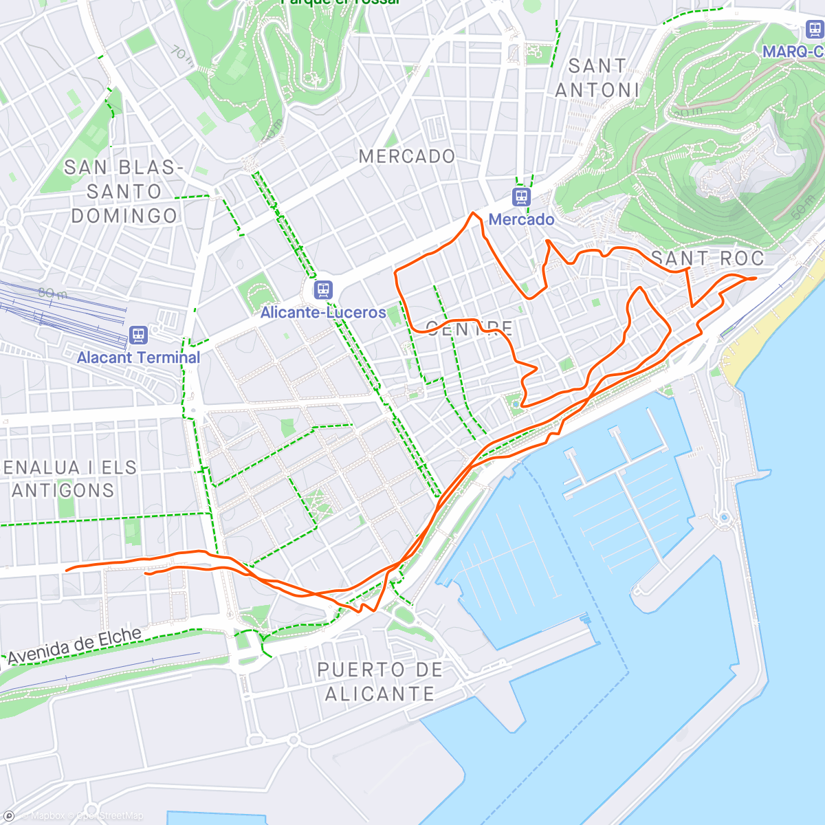 Mapa da atividade, Cartagena, Murcia, Alicante