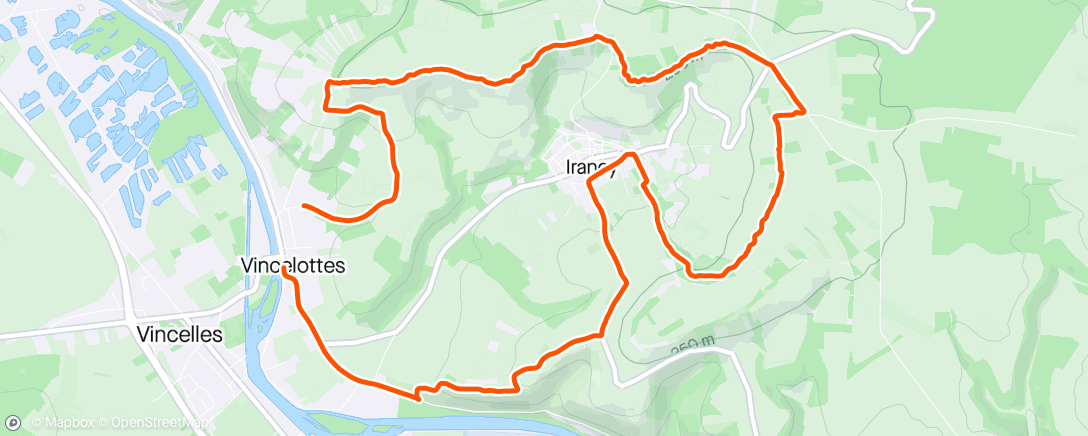 Map of the activity, XC/trail morning ride in Irancy with Adri bro ✌🏼