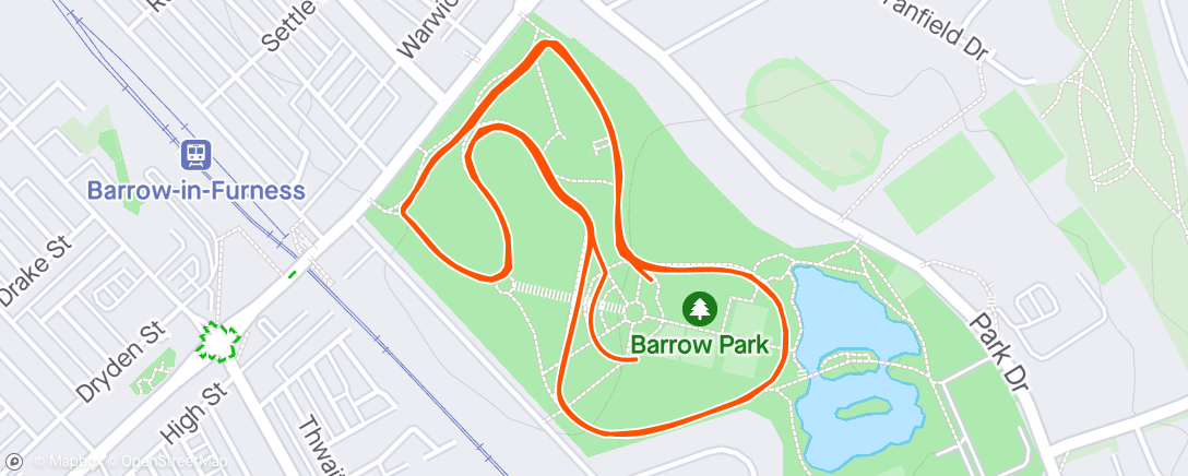 Mapa da atividade, Barrow Parkrun.