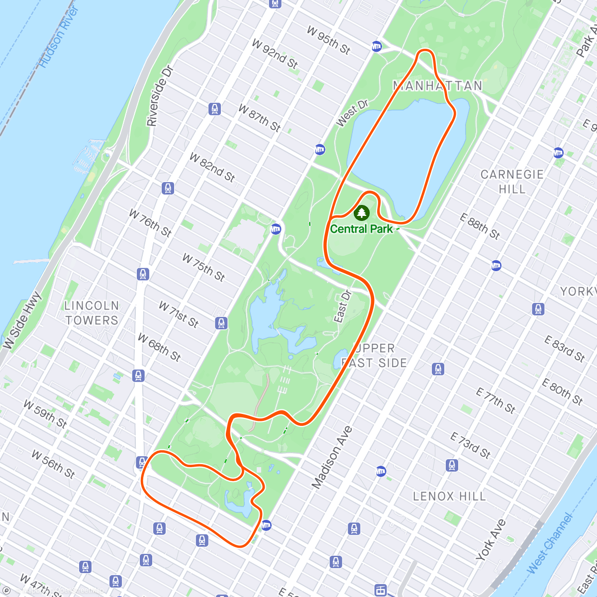 Map of the activity, Zwift - FTP FULL LAP 4 x 10min in New York