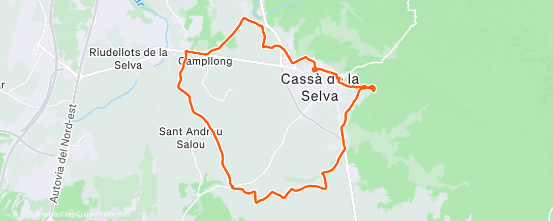 Map of the activity, Bicicleta de montaña eléctrica por la tarde