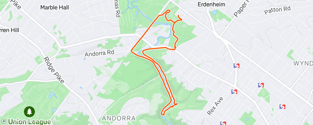 Map of the activity, Evening run