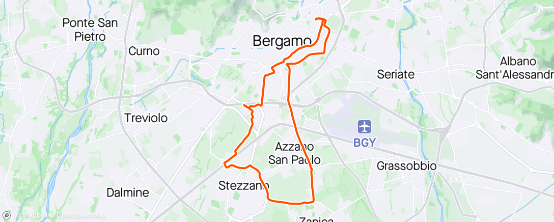 Map of the activity, 20 Km MTB BERGAMO-Azzano San Paolo-Stezzano-Bergamo
