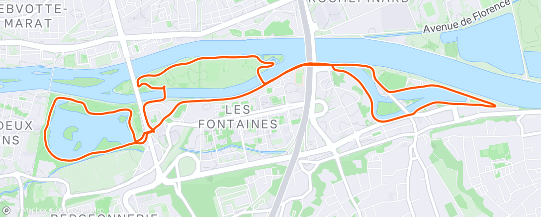 Map of the activity, Course à pied le matin