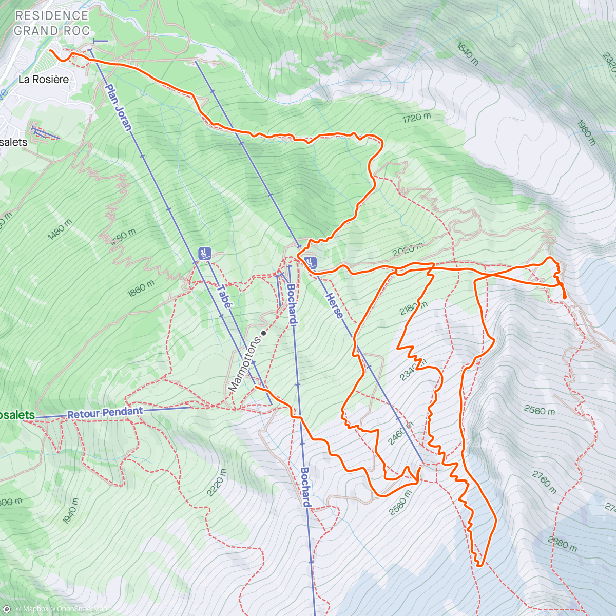 Map of the activity, Race skis on the last pow day of the season; that’s a bold strategy Cotton.
