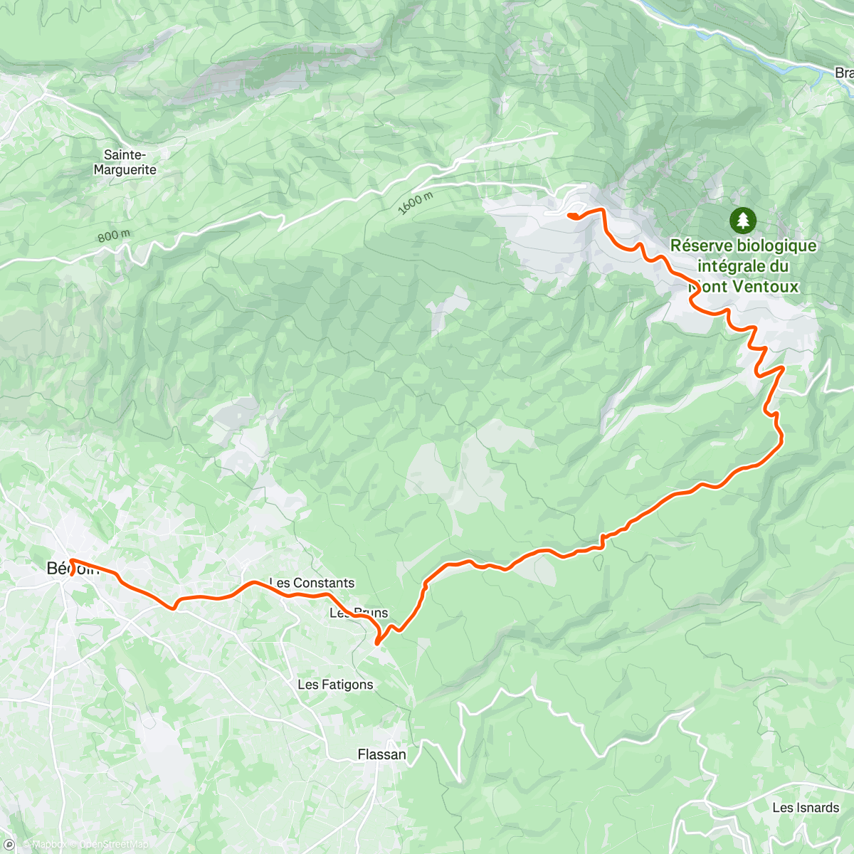 Map of the activity, Mt Ventoux