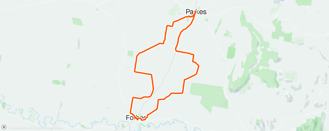 Map of the activity, Gravel Day1 - Parkes > Forbes return