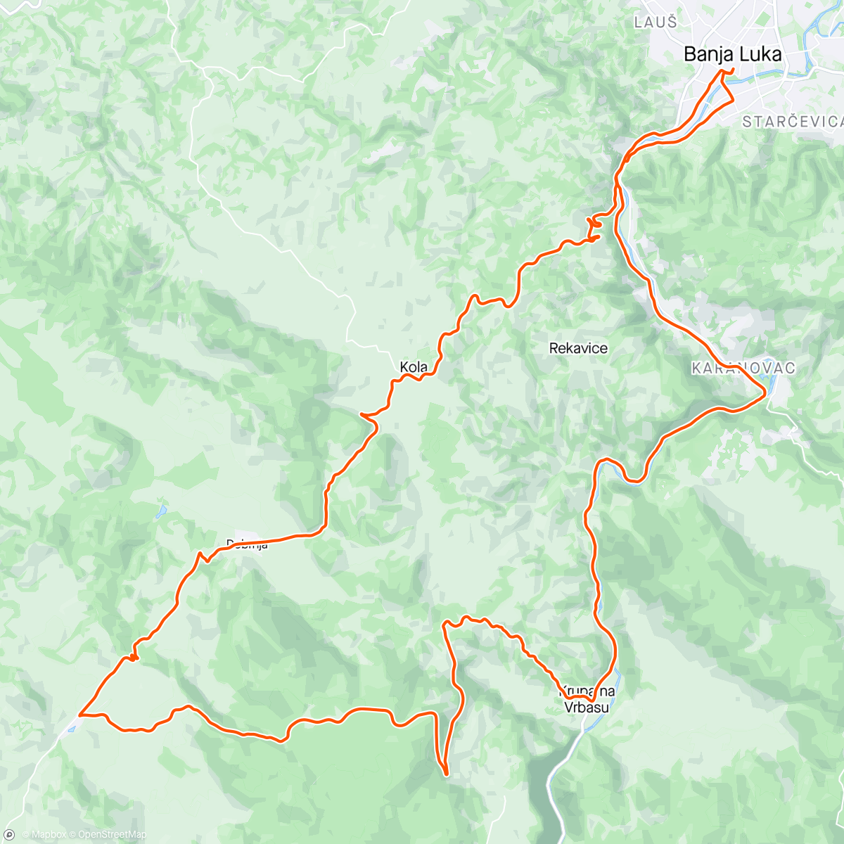 Map of the activity, Manjača on big chainring