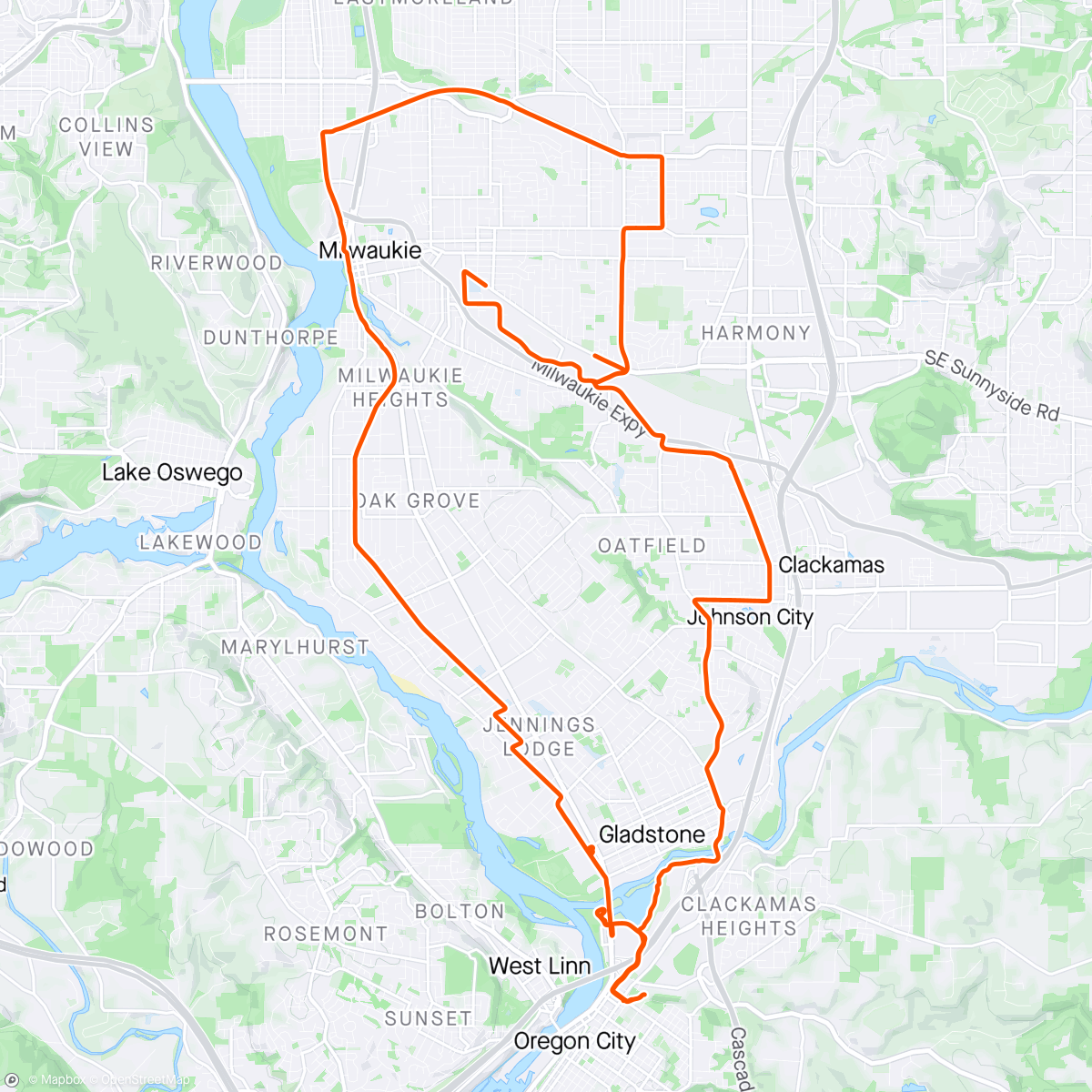 Mapa da atividade, Into Oregon City on a beautiful day