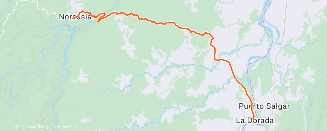 Map of the activity, Norcasia-Body drafting en el rio la miel- La Dorada