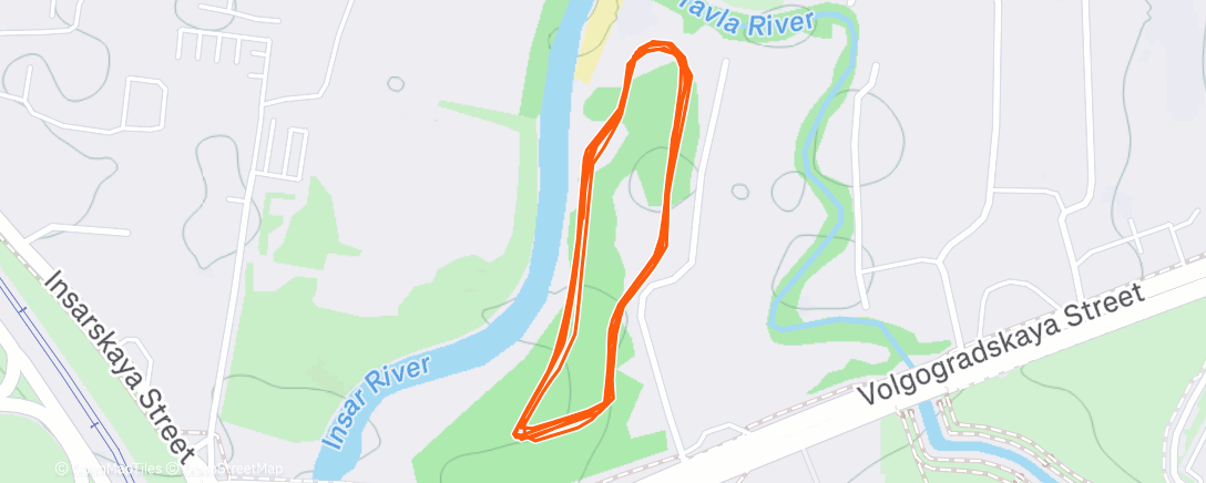 Map of the activity, Afternoon Run