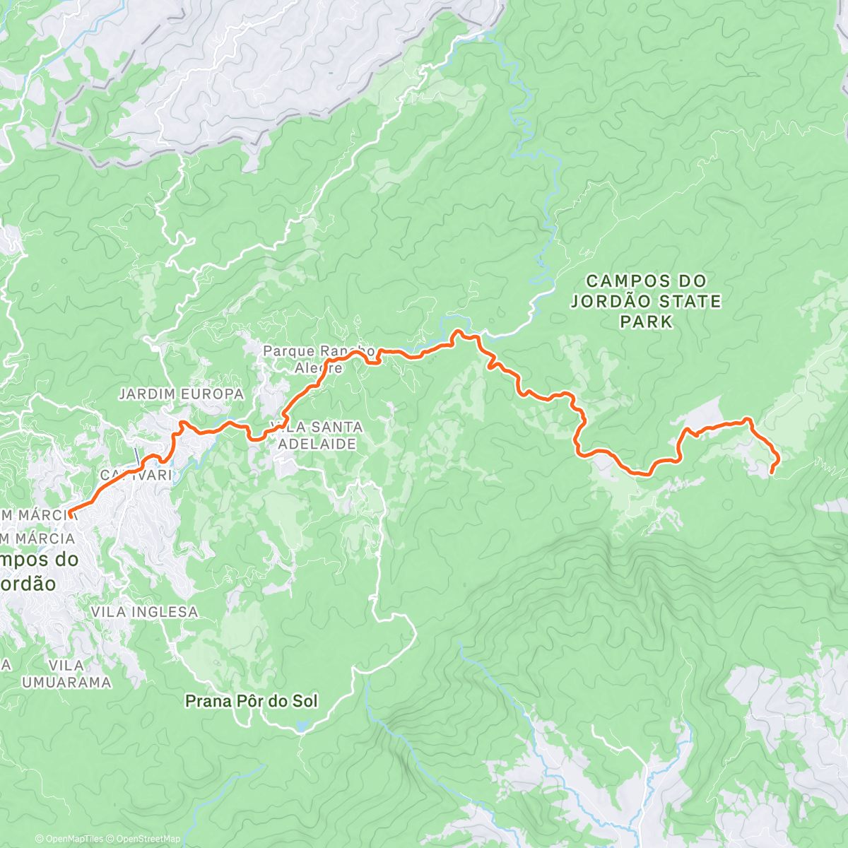 Map of the activity, Caminho da Fe- Campos do Jordão to Gomeral