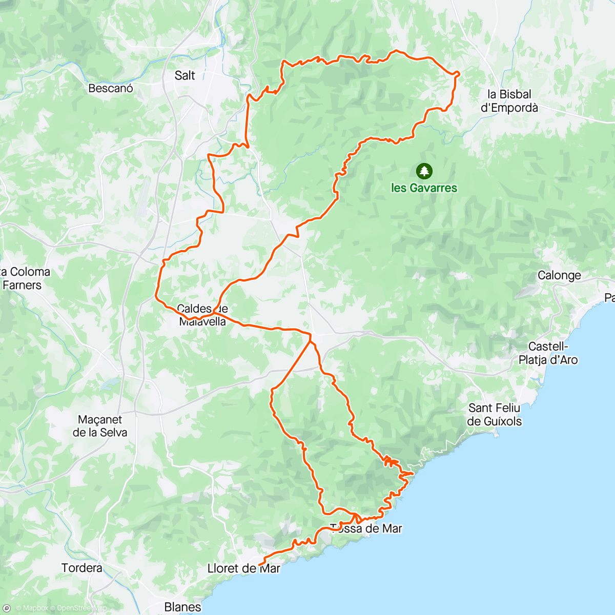 Map of the activity, Gran fondo Lloret de Mar