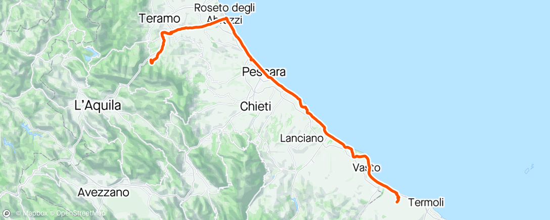 Mapa de la actividad (Pellegrinaggio a San Gabriele con Ciclo Club Vasto 🙏🏼)