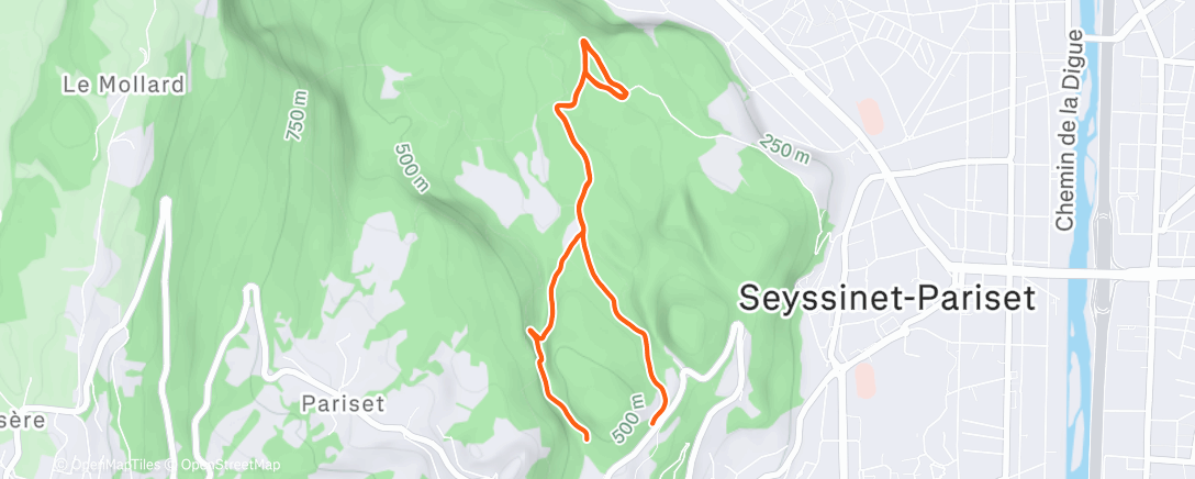 Map of the activity, Trail en soirée