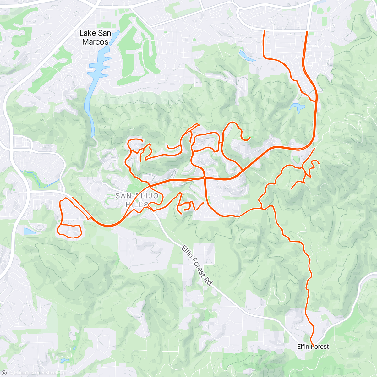 Map of the activity, Staying within 3 mile radius of my home for 7200 feet of gain 3 Double Peak summits.  173 ft/mi before final descent.