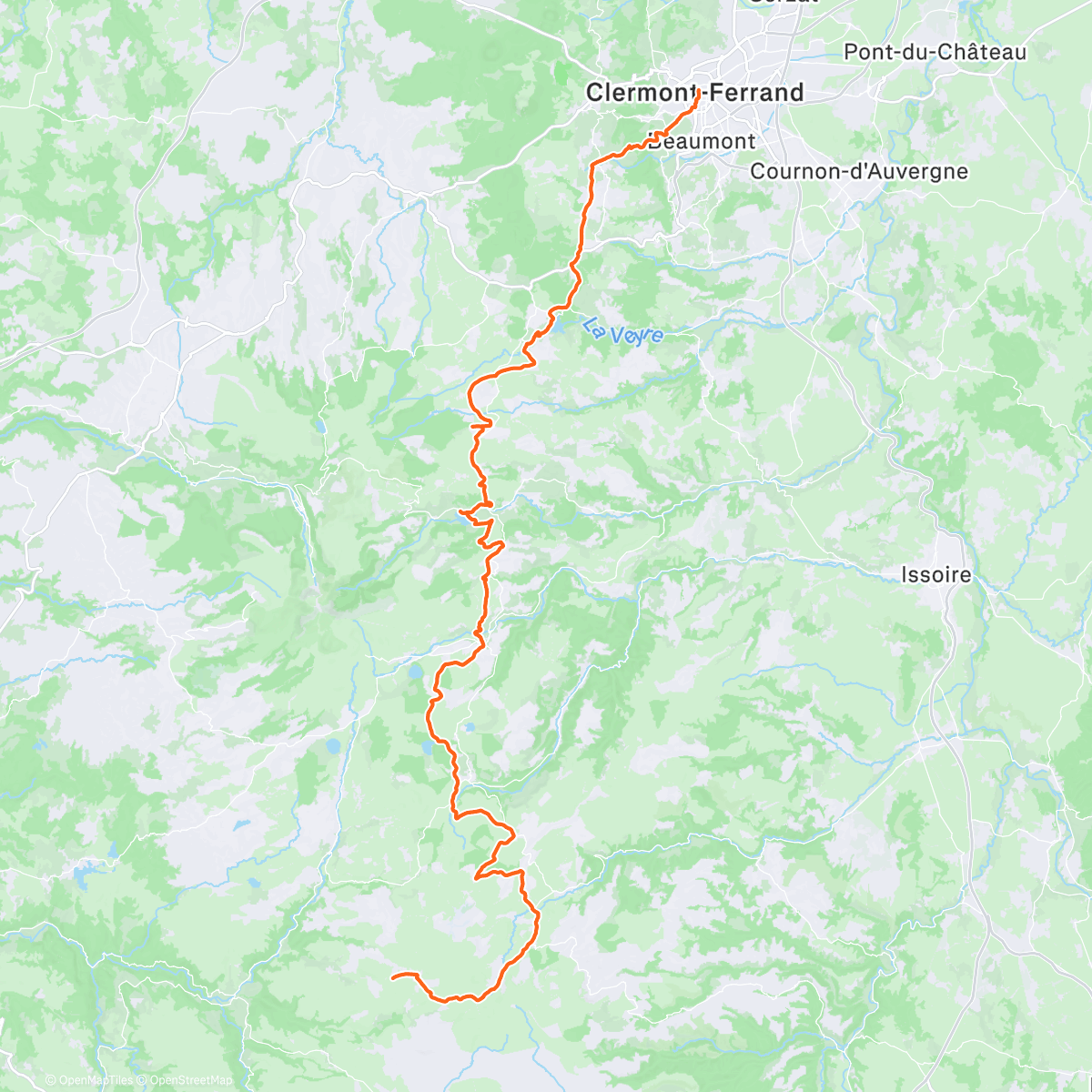 Map of the activity, Winter Bikepacking Auvergne J2