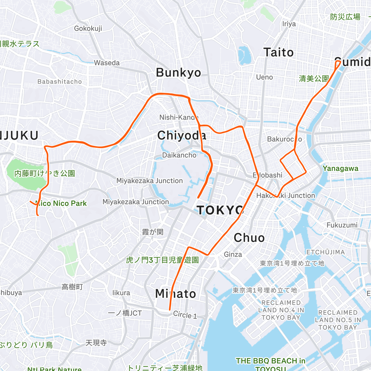 Map of the activity, ROUVY - Tokyo - 42 km | Japan