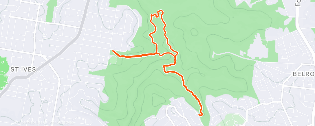 Map of the activity, Afternoon Trail Run