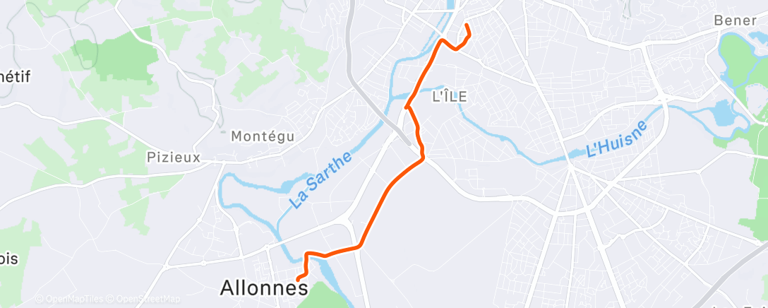 Map of the activity, Sortie vélo de nuit