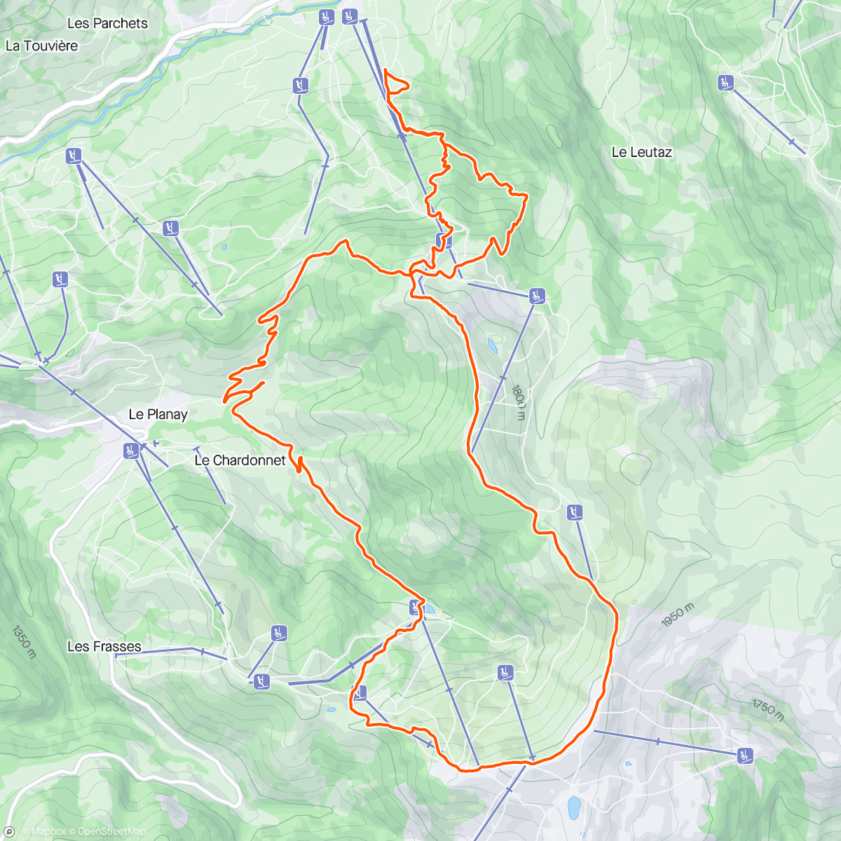 Mapa de la actividad, Ban Rouge & Crêt du Midi
